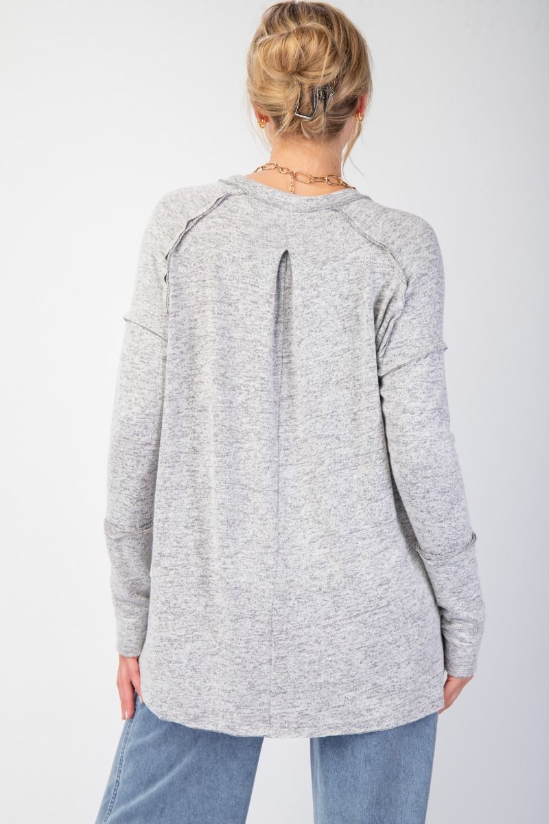 final sale Easel- Brushed Hacci Knit Tunic (Heather Grey)