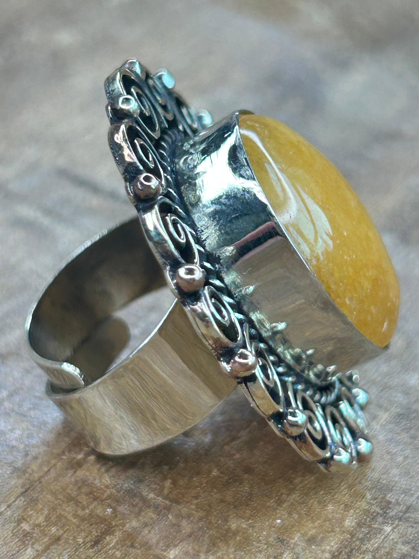 German Silver Yellow Citrine Oval Ring B