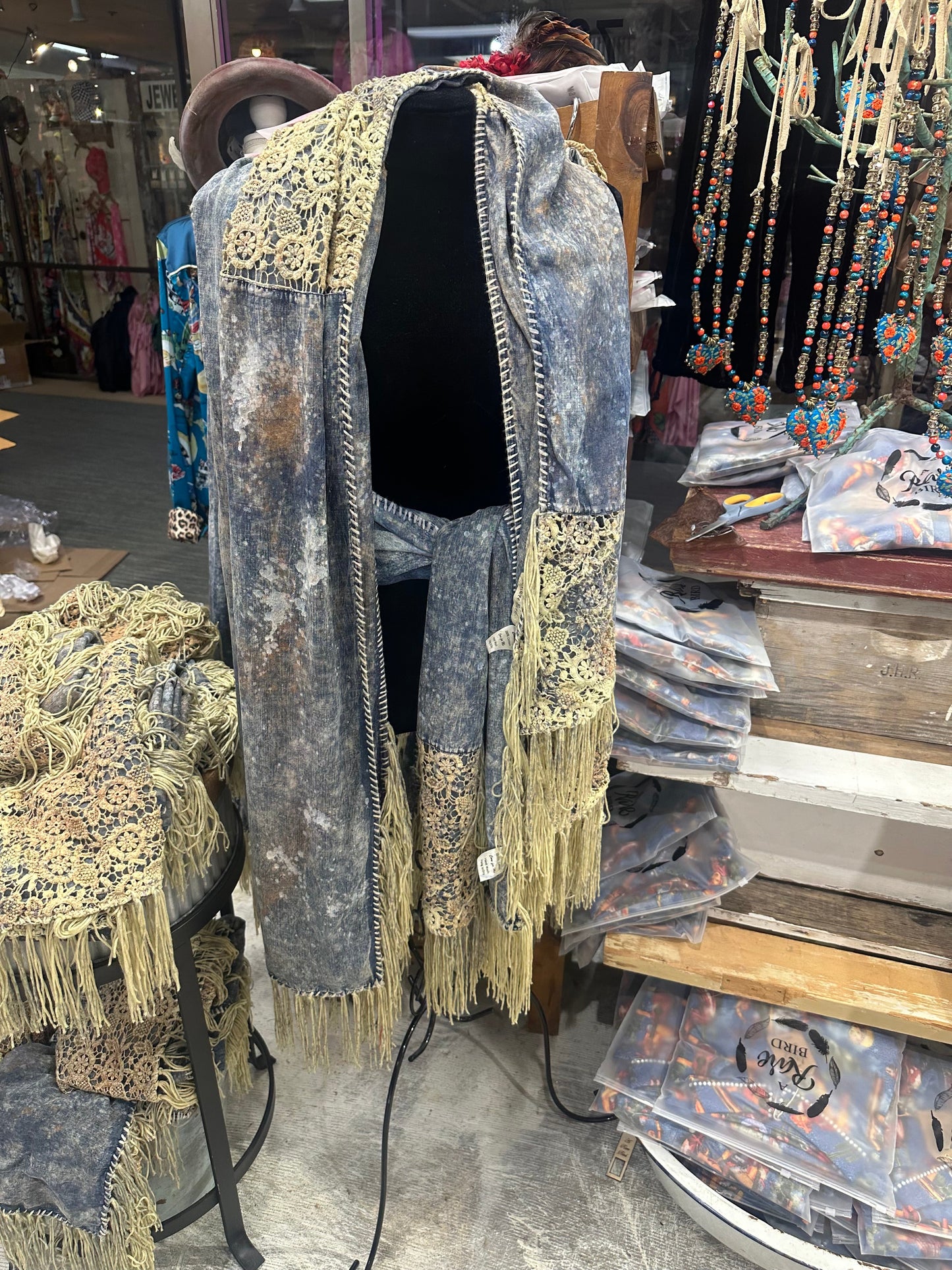 Rare Bird- Denim and Lace Scarf/Belt *Final Sale*