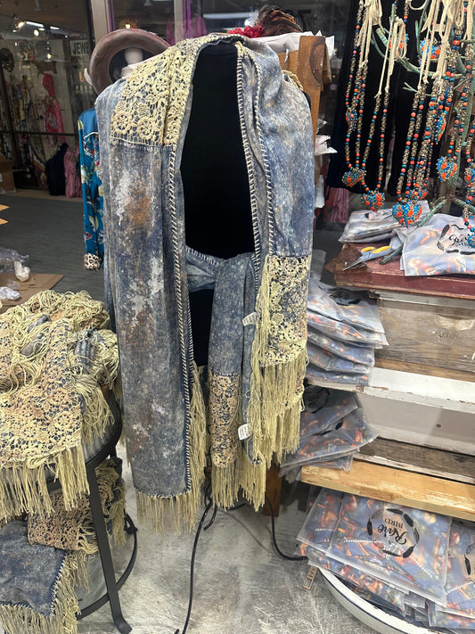 Rare Bird- Denim and Lace Scarf/Belt *Final Sale*