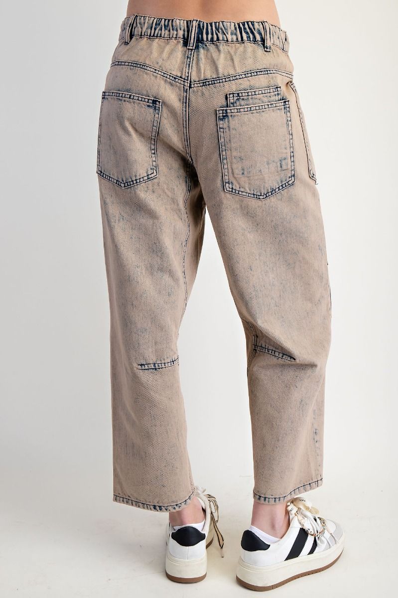 SALE Easel - Washed Denim Barrel Pant