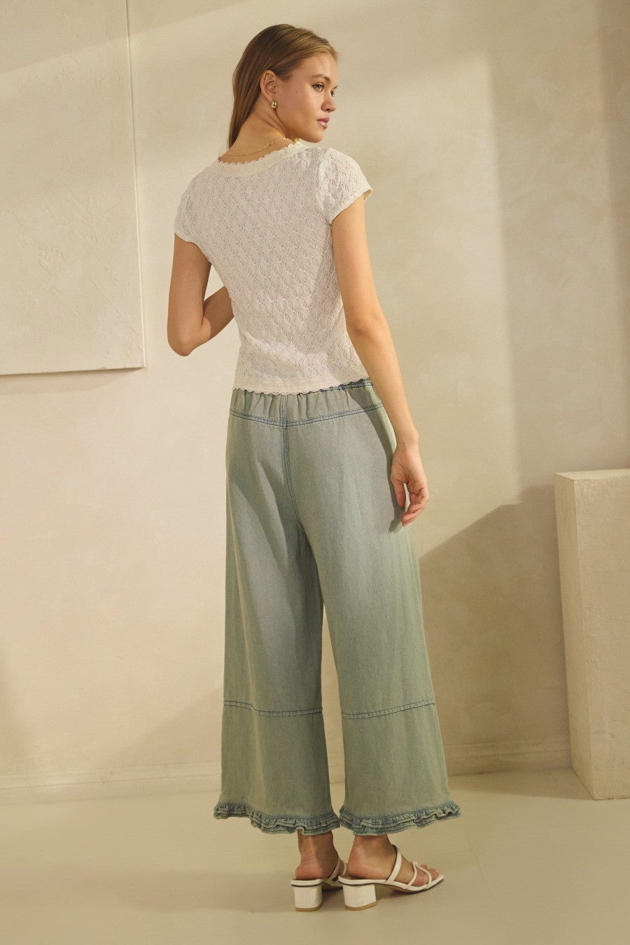 Oddi- Wide Leg Denim Pants (Chambray)