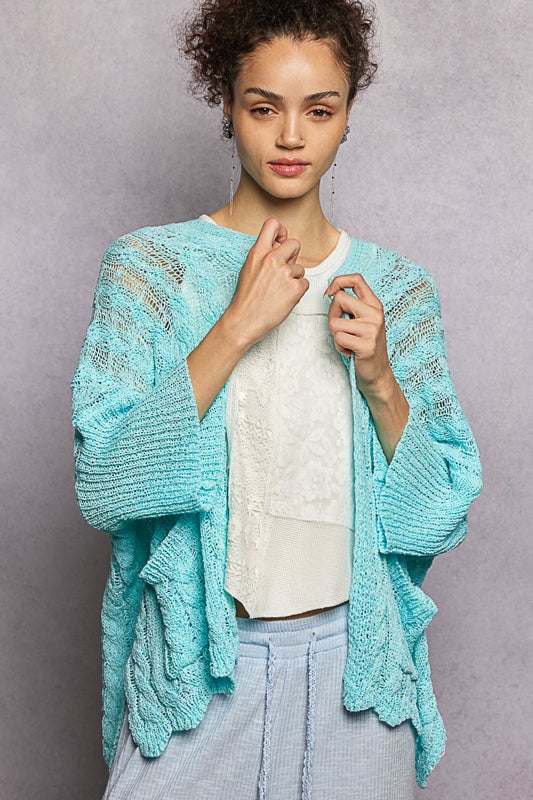 POL-Short Sleeve Cardigan (Electric Blue) PREORDER *Final Sale*