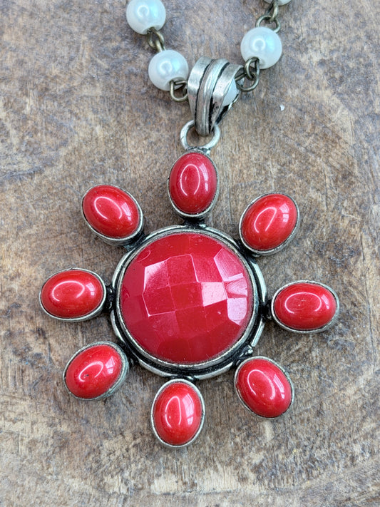 German Silver Dainty Coral Cluster Necklace