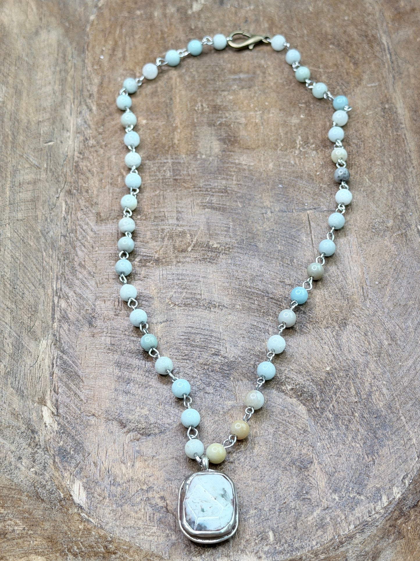 Soldered Dainty Moss Agate Necklace