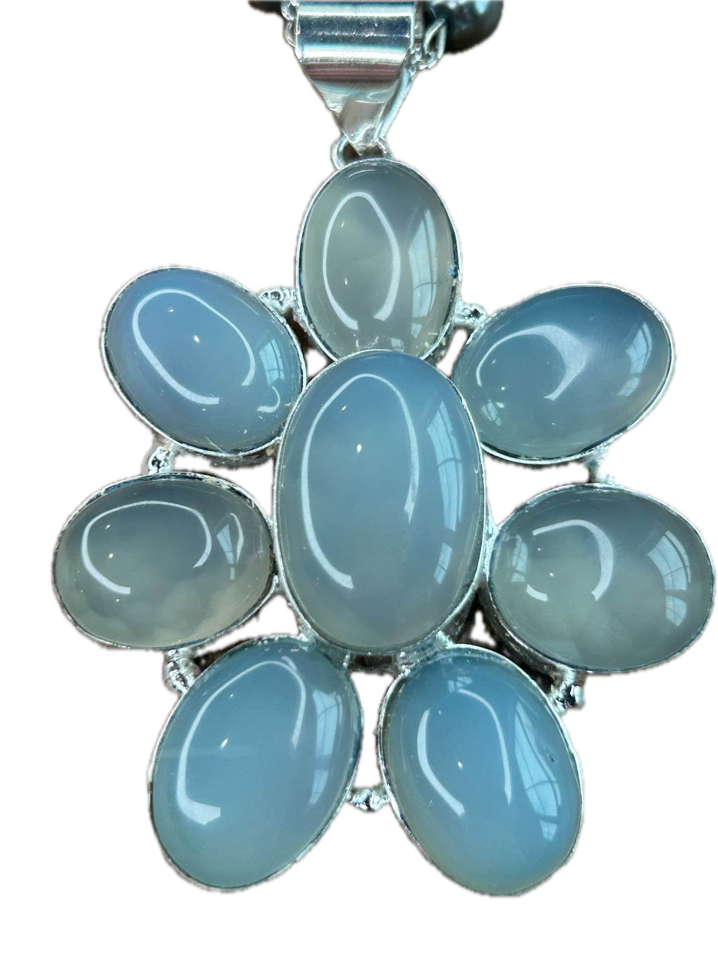 German Silver Chalcedony Cluster Necklace