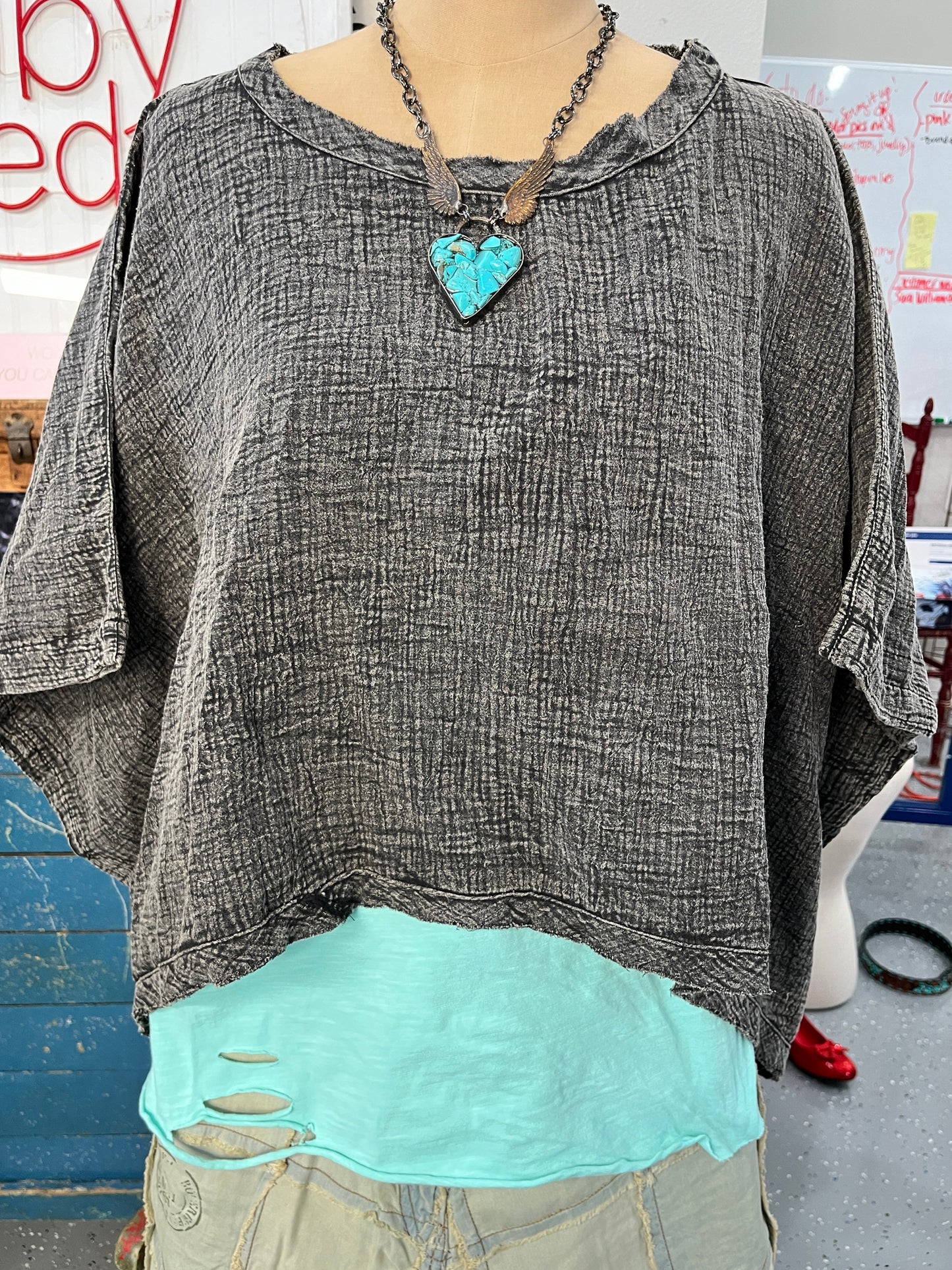 Paper Lace- Vintage Washed Arm Overlay (Stone) *Final Sale*