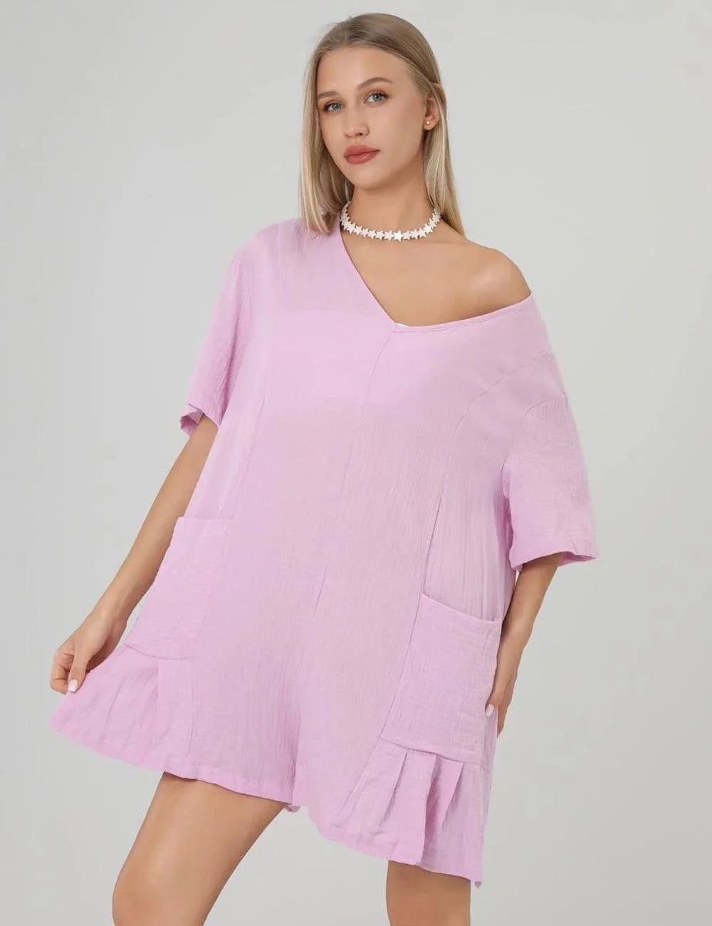 Flouncy V-Neck Romper (Violet) *Final Sale*