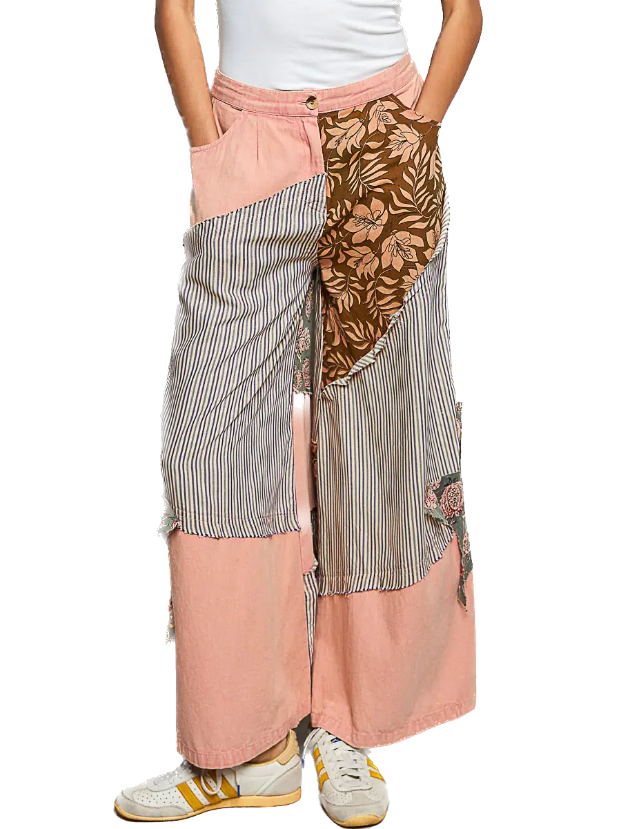 POL- Bohemian Star and Stripe Patchwork Pants (Peach Multi)