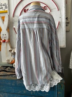 FINAL SALE EASEL-Lines Button Up Shirt