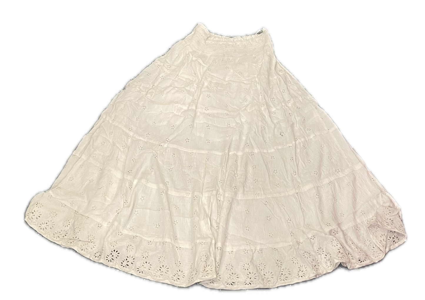Angie Tiered Skirt with Smocked Waistband White