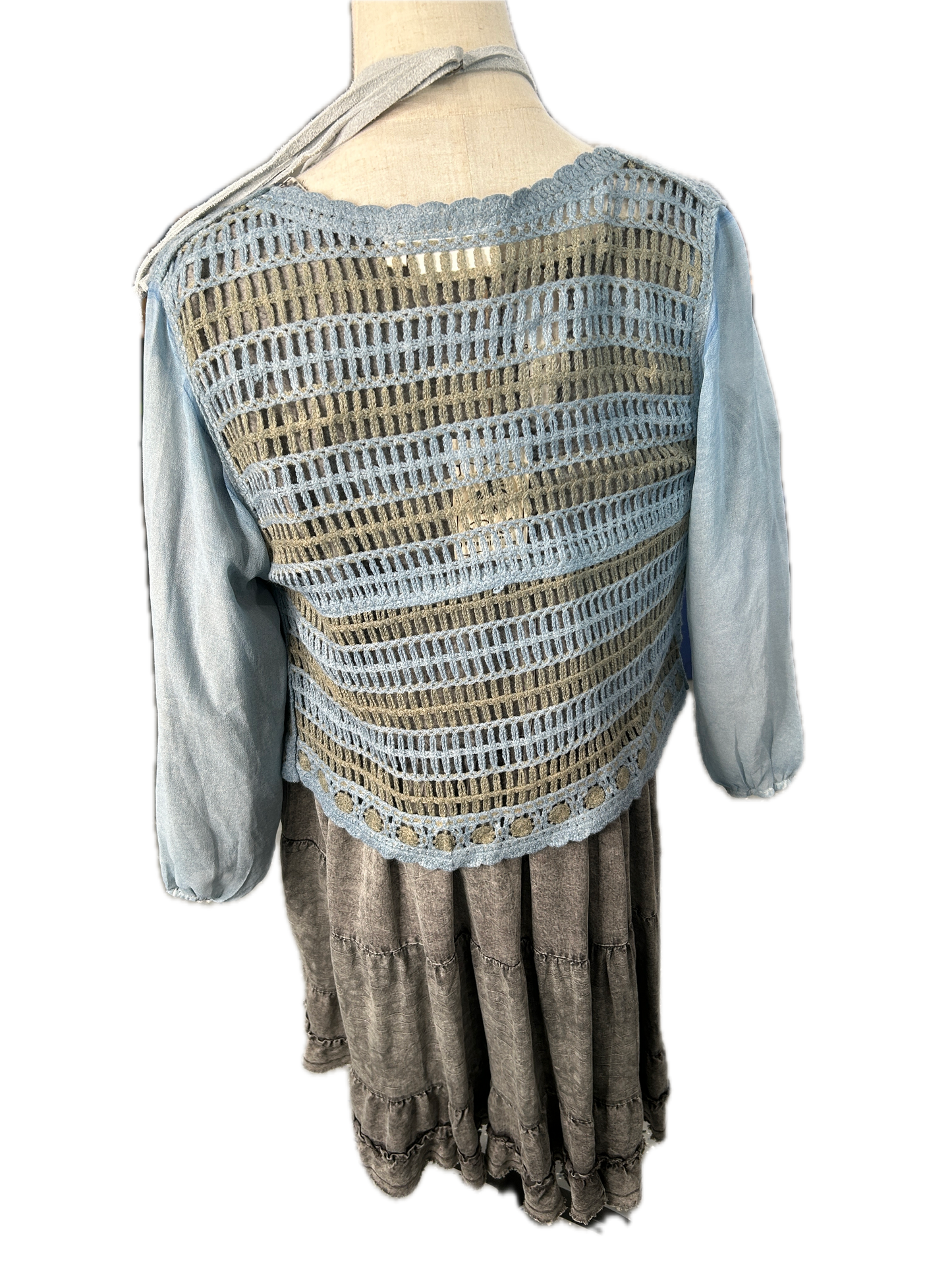 Paper Lace- Crochet Floral Jacket (Blue) *Final Sale*