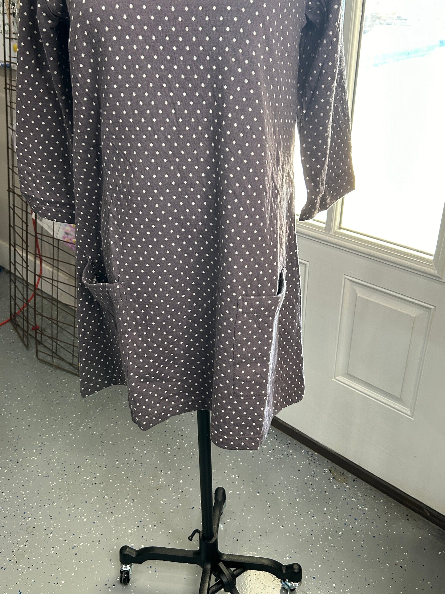 FINAL SALE APT-Paper Lace- Cowl Neck Tunic (Gray & White)