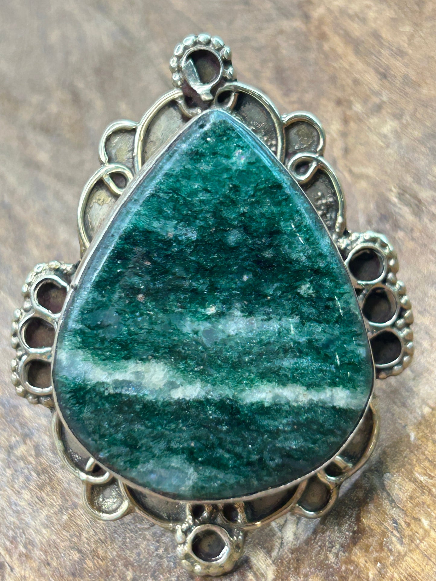 German Silver Aventurine Teardrop Ring