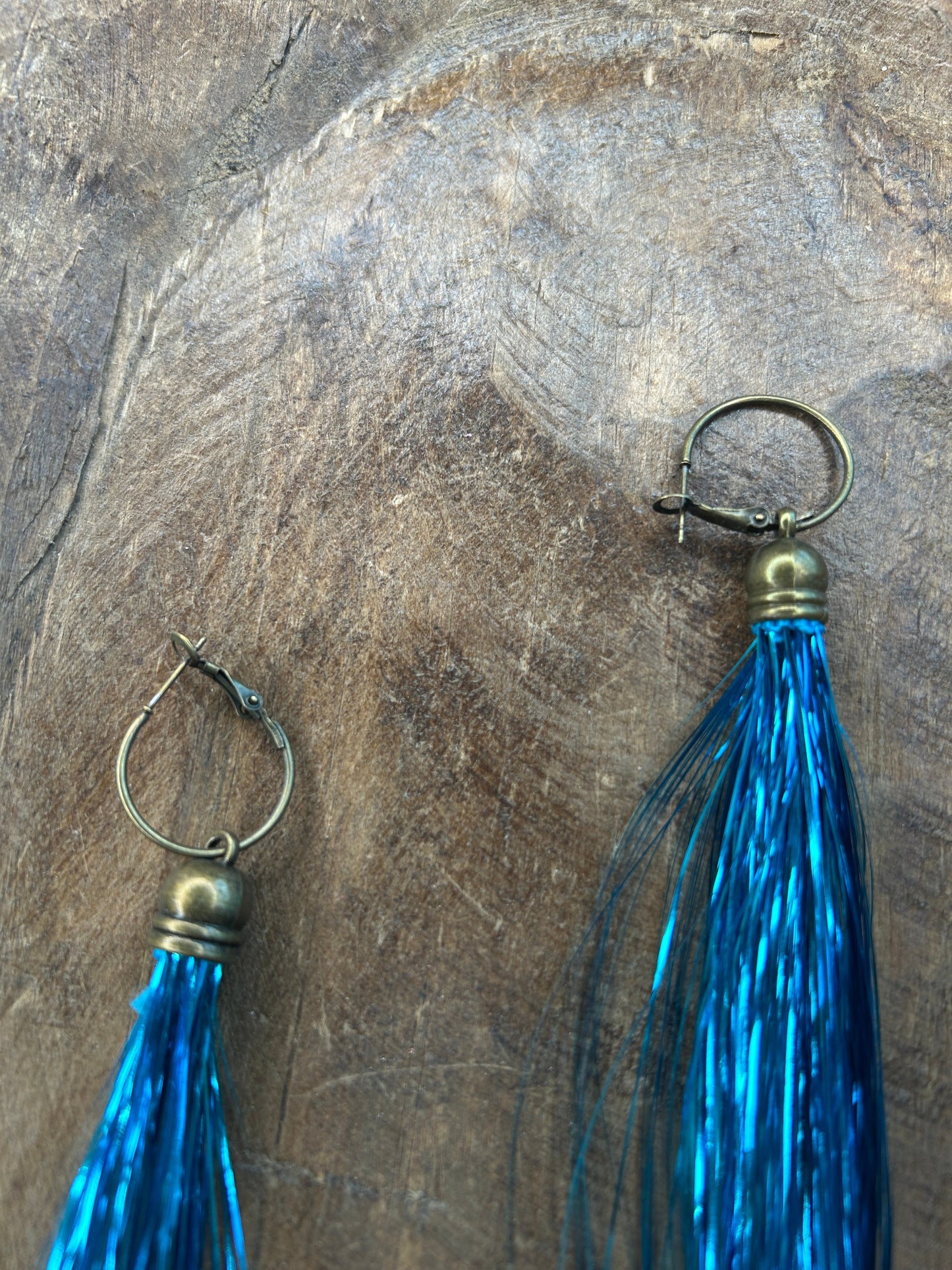 Long Tinsel Earrings (Blue)