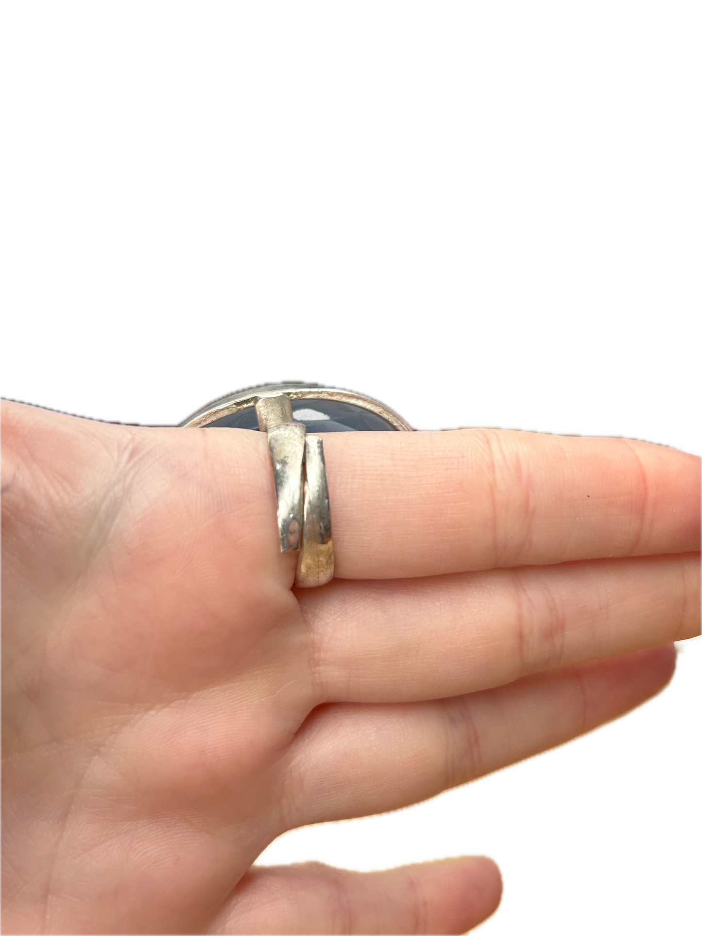 German Silver Glass Cameo Ring (Blue)