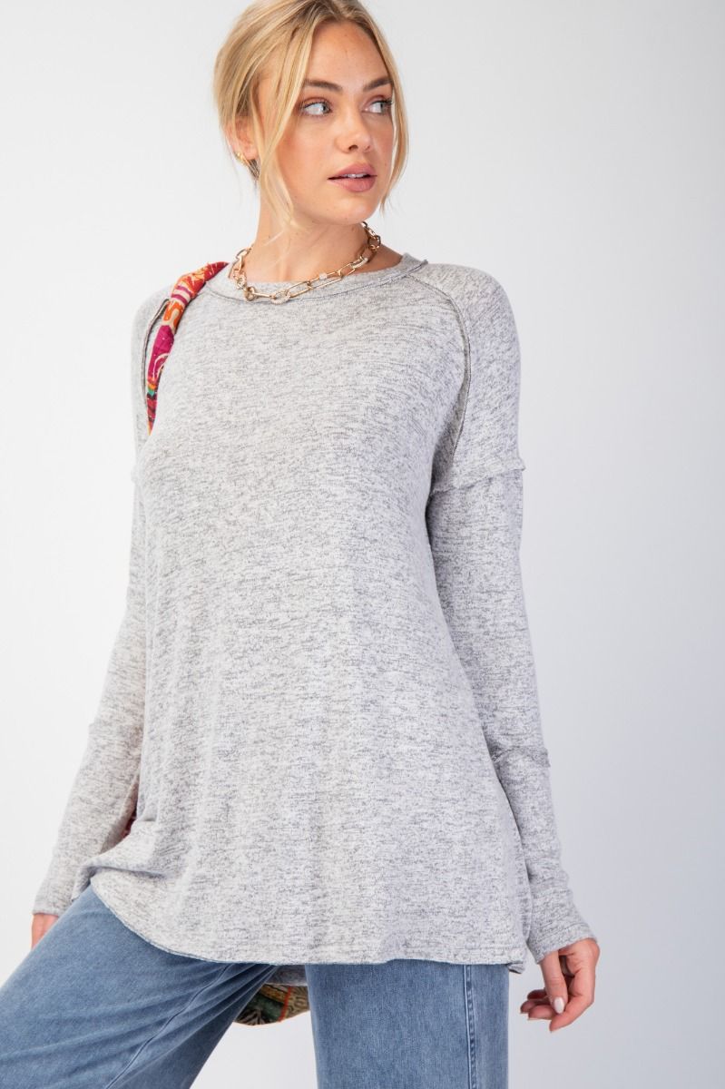 final sale Easel- Brushed Hacci Knit Tunic (Heather Grey)
