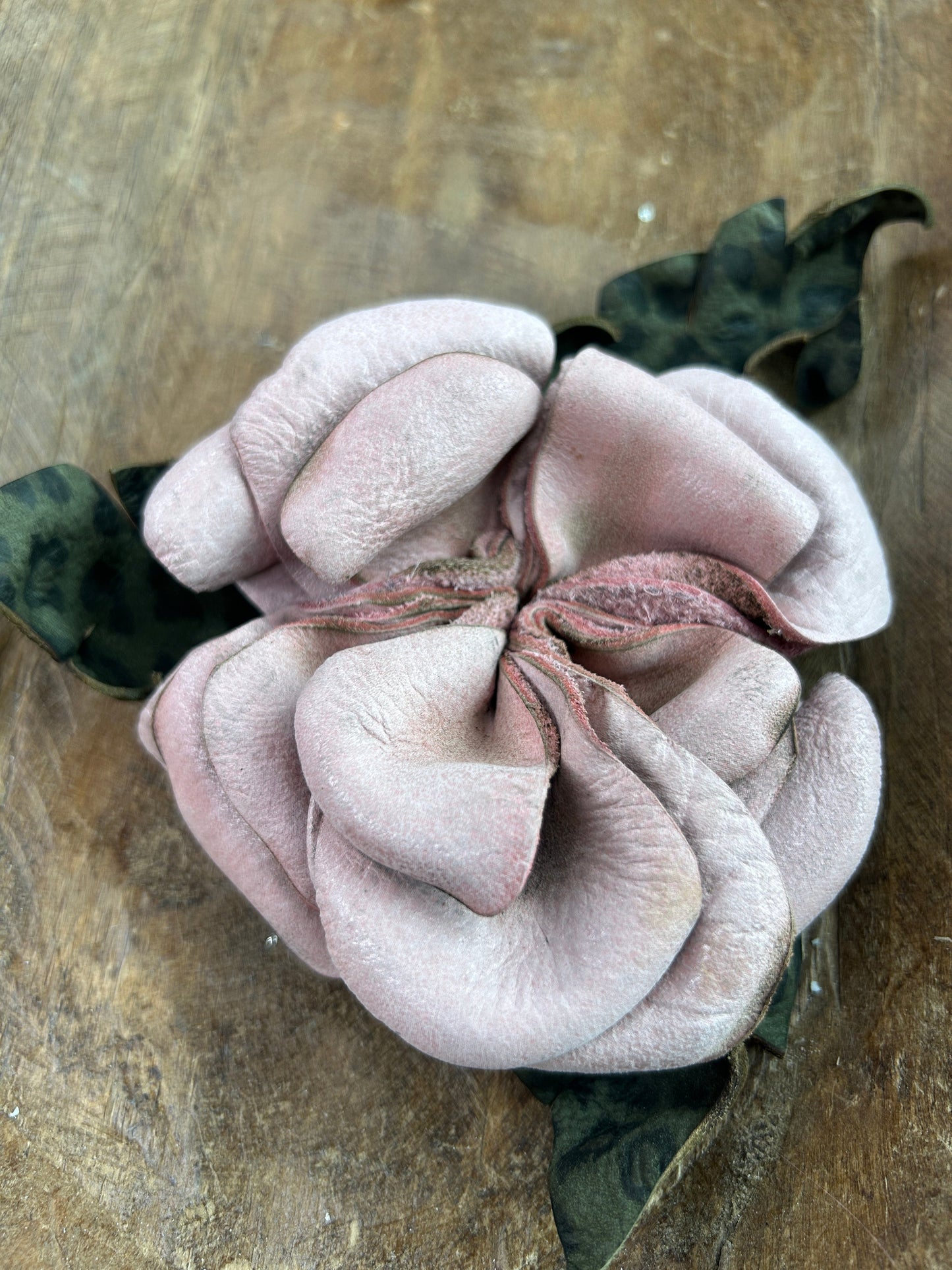 A Rare Bird- Leather Flower Clip/Pin (Pink Leopard)
