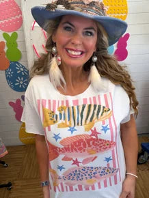 Coastal Striped Fish T-Shirt (Christy Style) -ERR Original *Final Sale* (Without Bling)