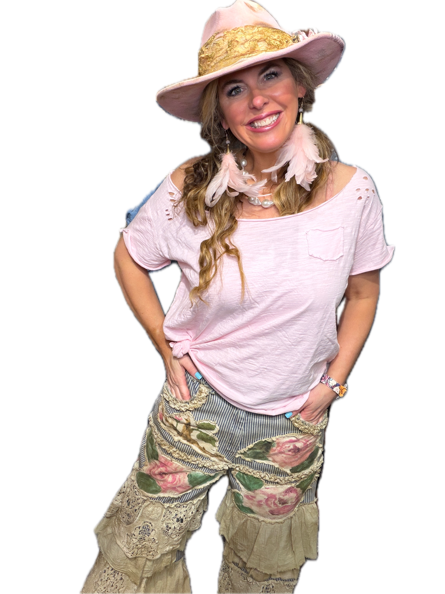 A Rare Bird -Rose Ticking Pant
