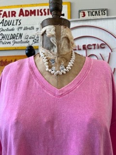 FINAL SALE!!! Easel- V-Neck Tee (Bubble Gum)
