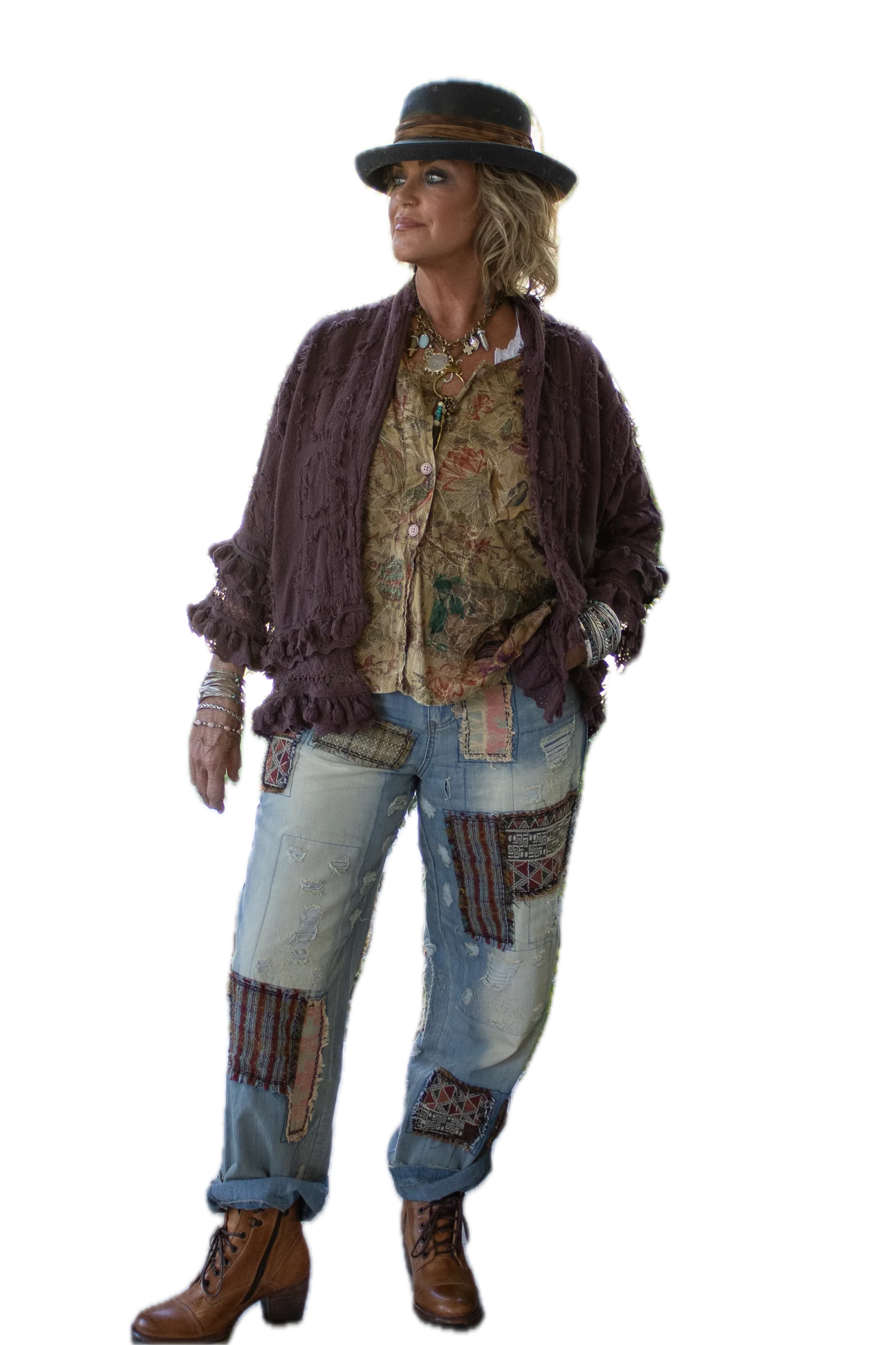 Jaded Gypsy- Peace and Love Jeans (Parchment) *Final Sale*