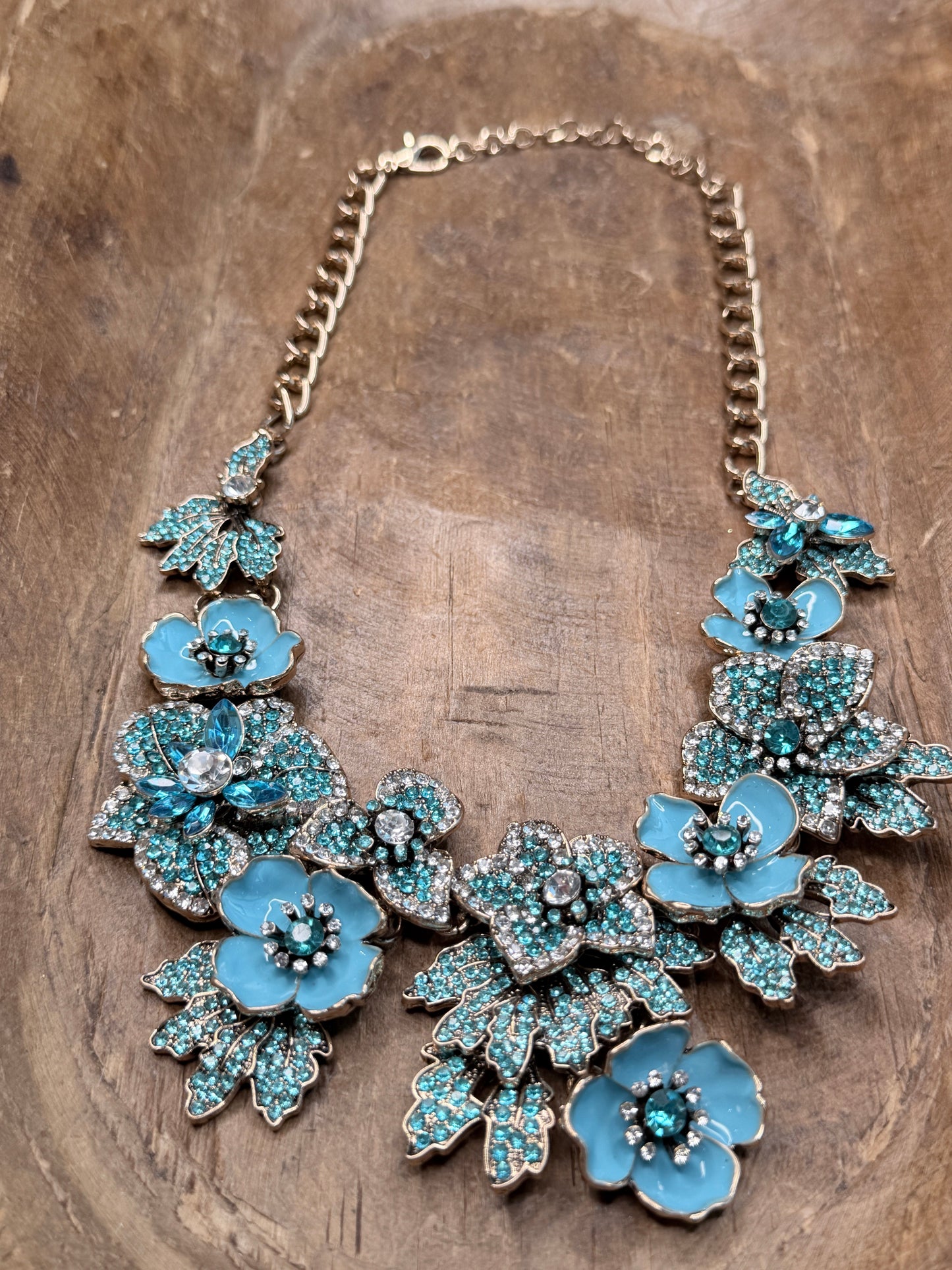 Charlotte Blue Floral  Necklace