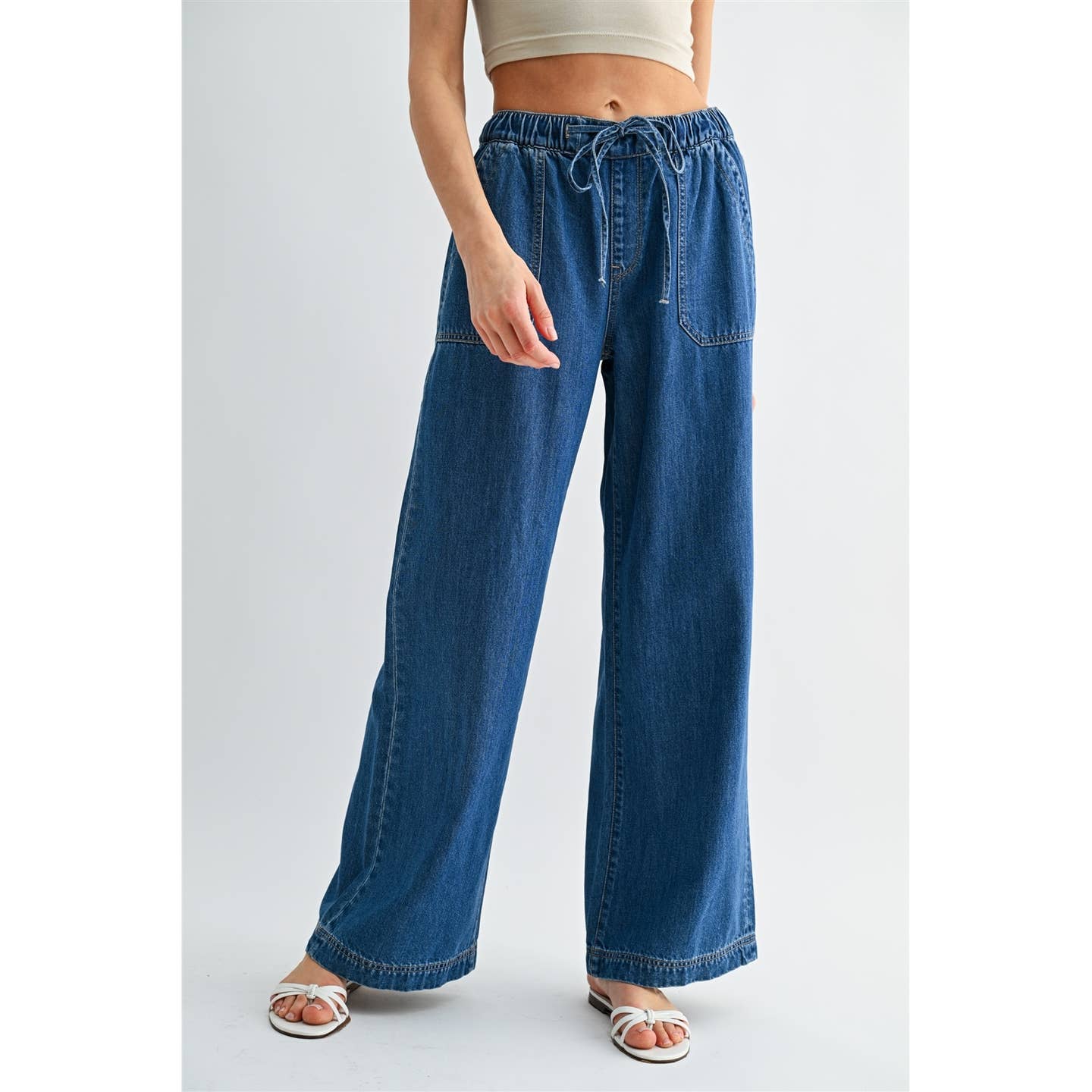 High Rise Wide Leg Joggers (Matisse Indigo)
