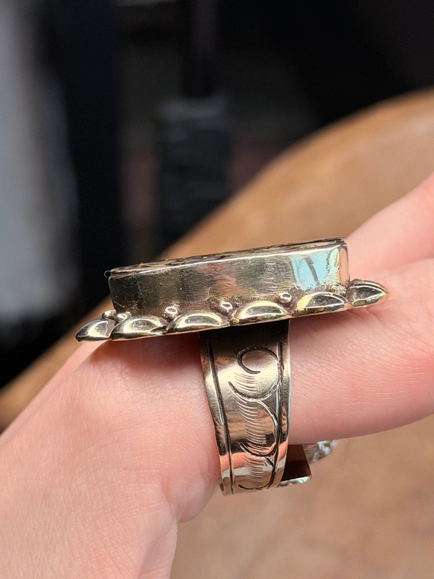 Tibetan Silver Abalone Shell Oval Ring
