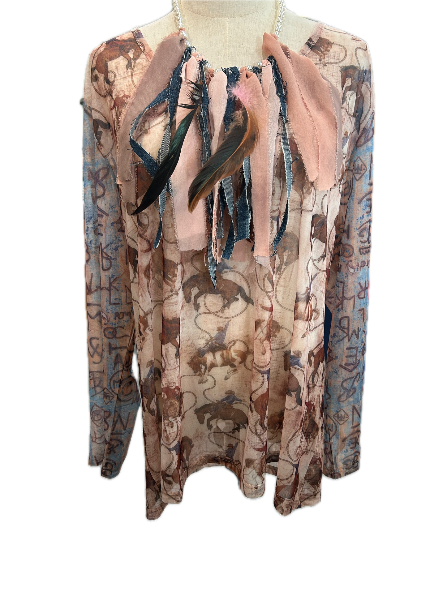 Rare Bird- Mesh Shirt (Rope Em Cowboy) *Final Sale*