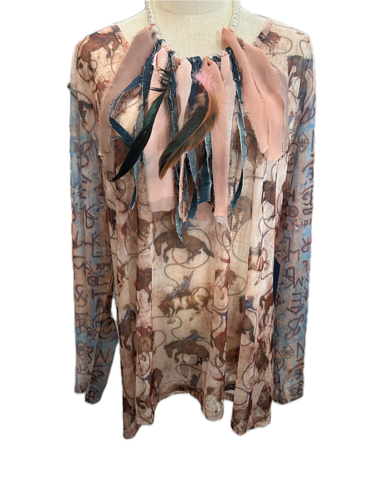 Rare Bird- Mesh Shirt (Rope Em Cowboy) *Final Sale*
