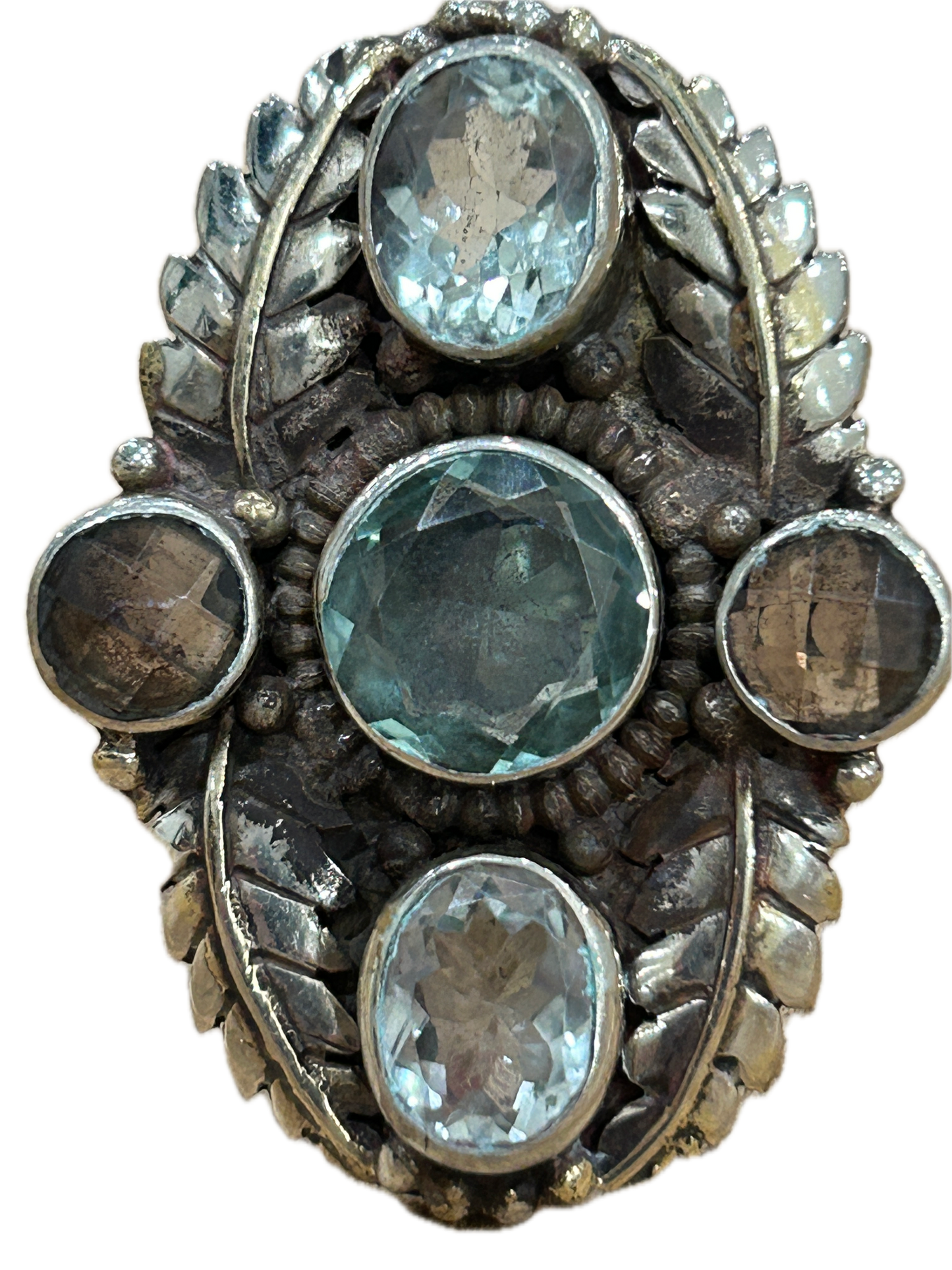 Tibetan Silver and Clear Quartz Multi-Stone Ring