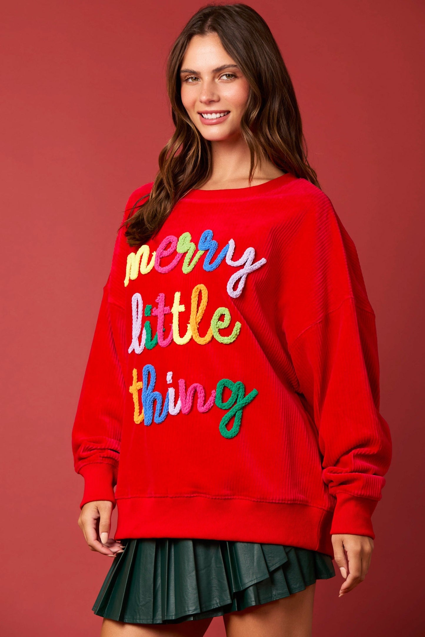 Multi Color Embroidered Knit Soft Merry Velvety Shirt *Final Sale*