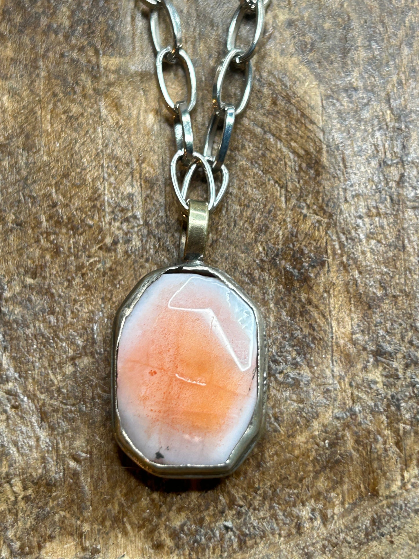Dainty Soldered Pink/Red Agate Necklace
