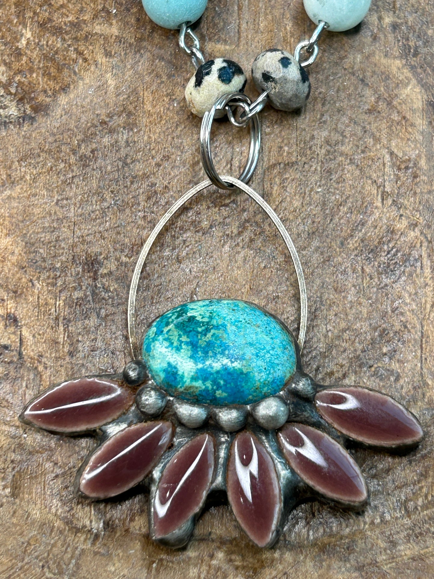 Harley and Maude- Soldered Turquoise and Ceramic Necklace
