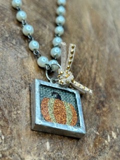 Soldered Sparkly Pumpkin Necklace