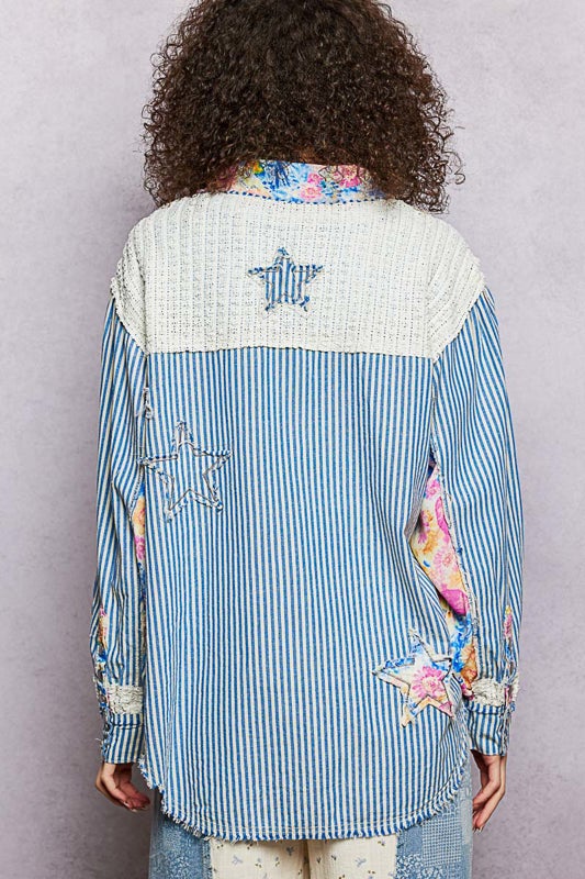 POL-Striped Shacket  *Final Sale*