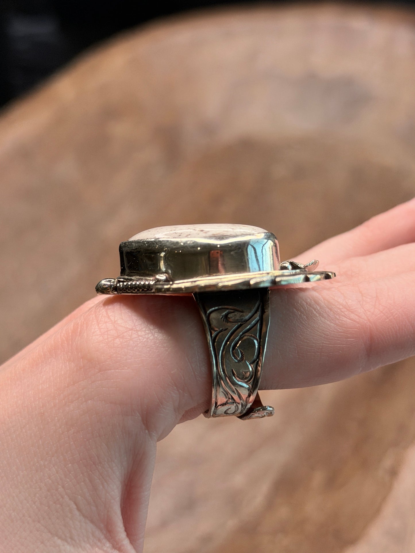 Tibetan Silver Dainty Bone Heart Ring
