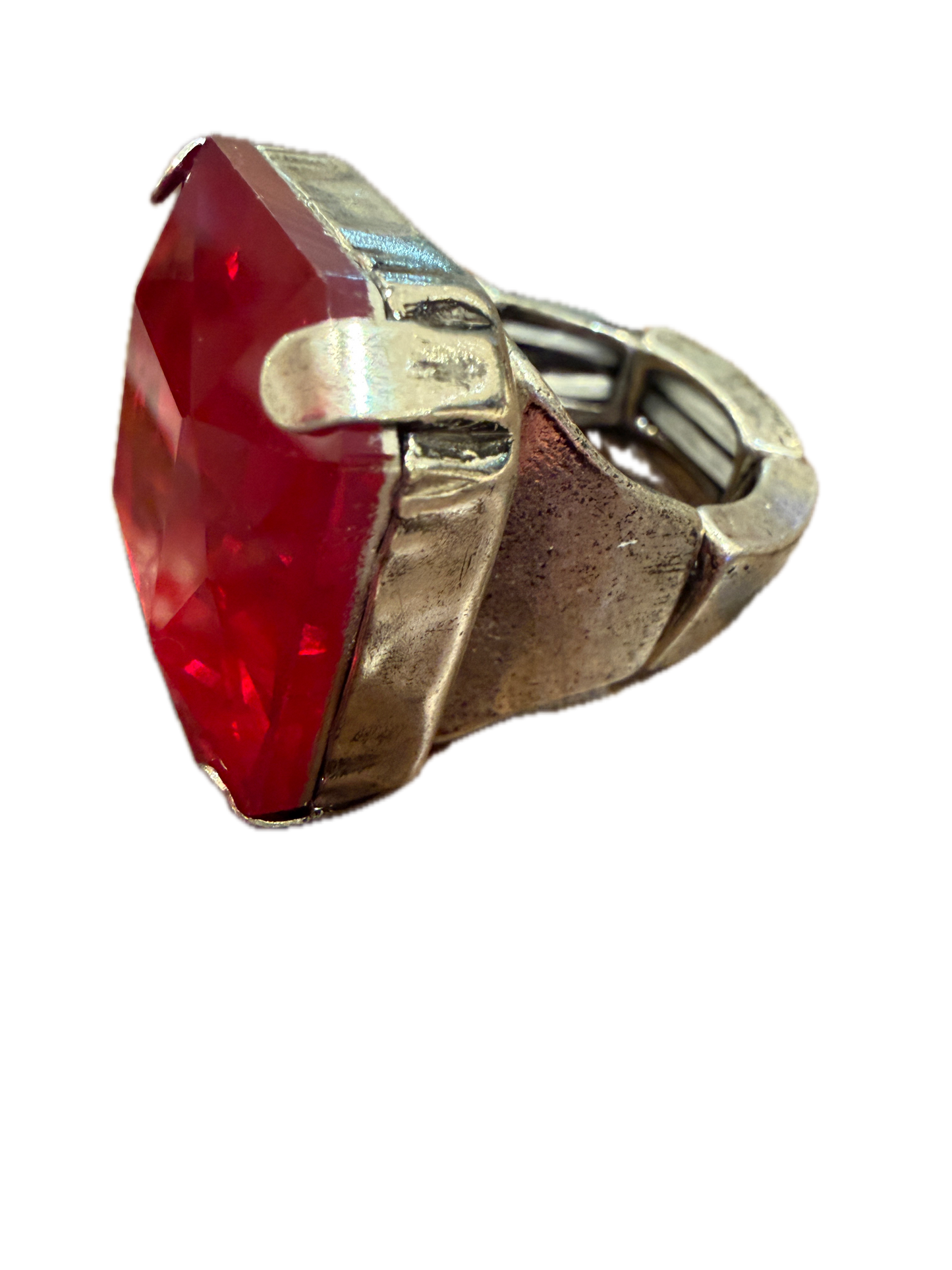 Red Rhinestone Stretch Ring