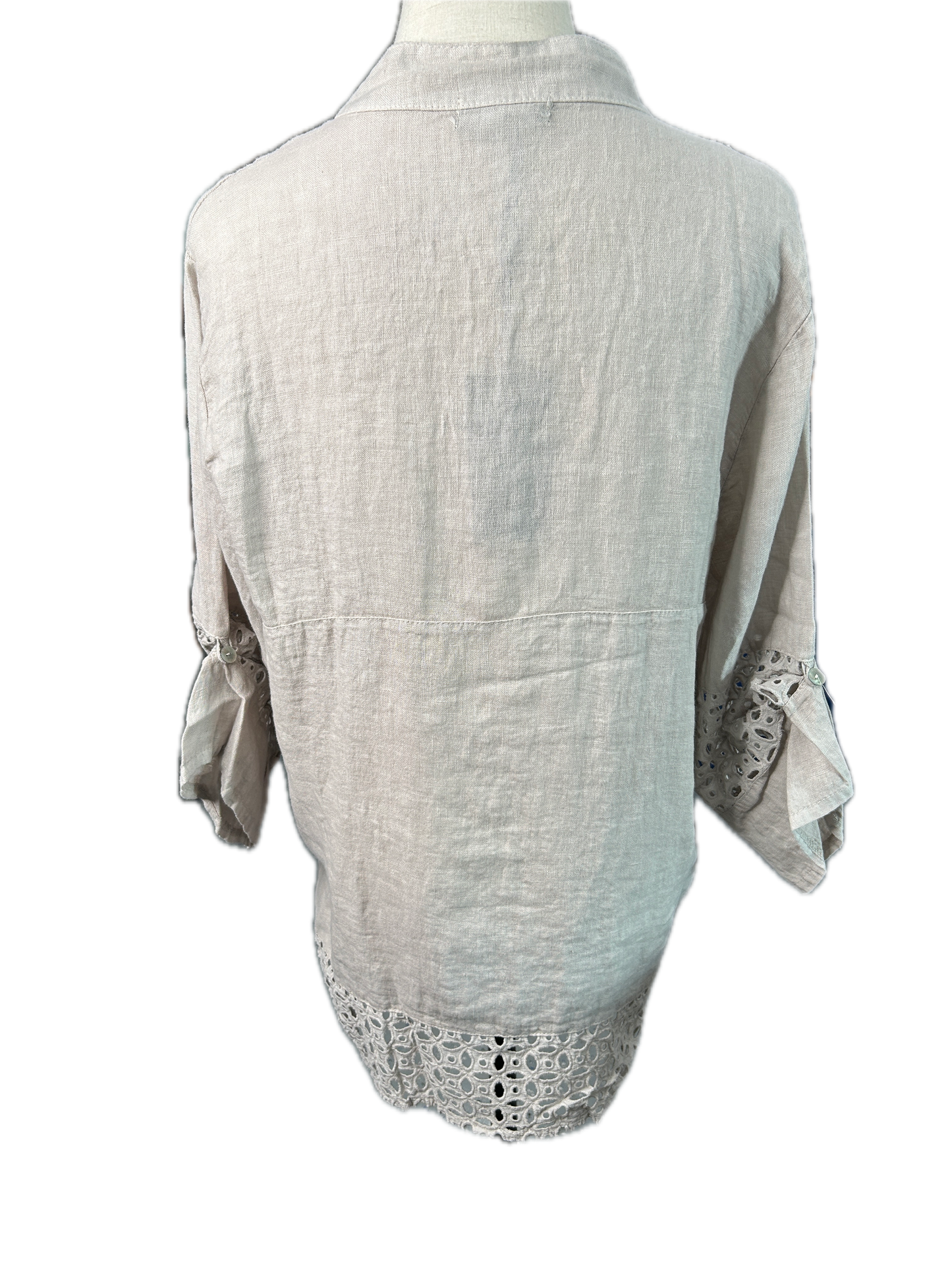 Button Up Crochet Top (Beige)
