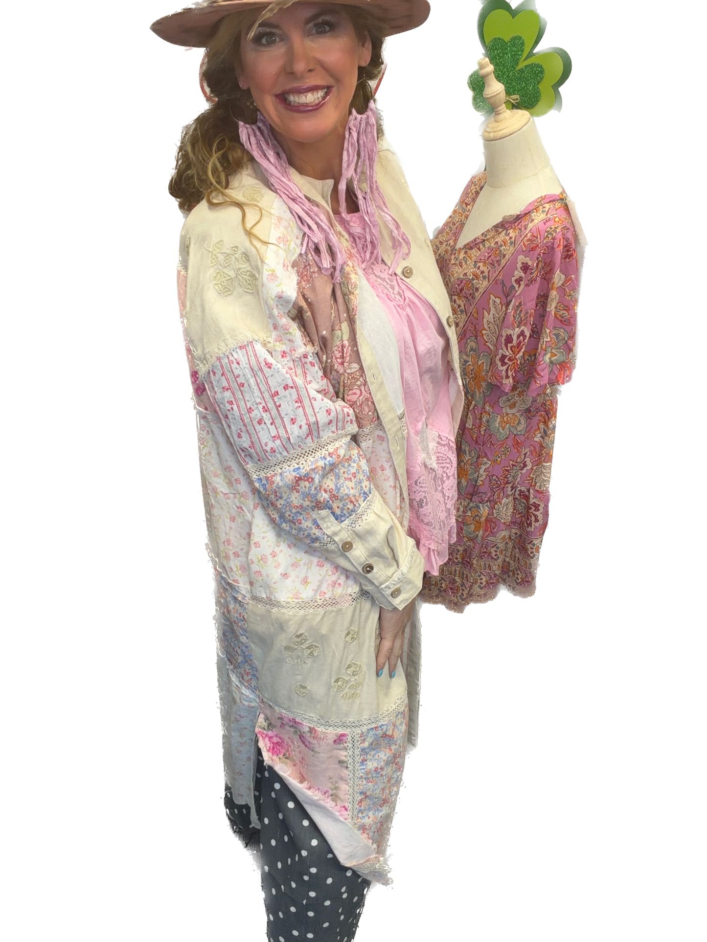 SALE Oli & Hali- Washed Multi Print Long Top (Mauve) *Final Sale*