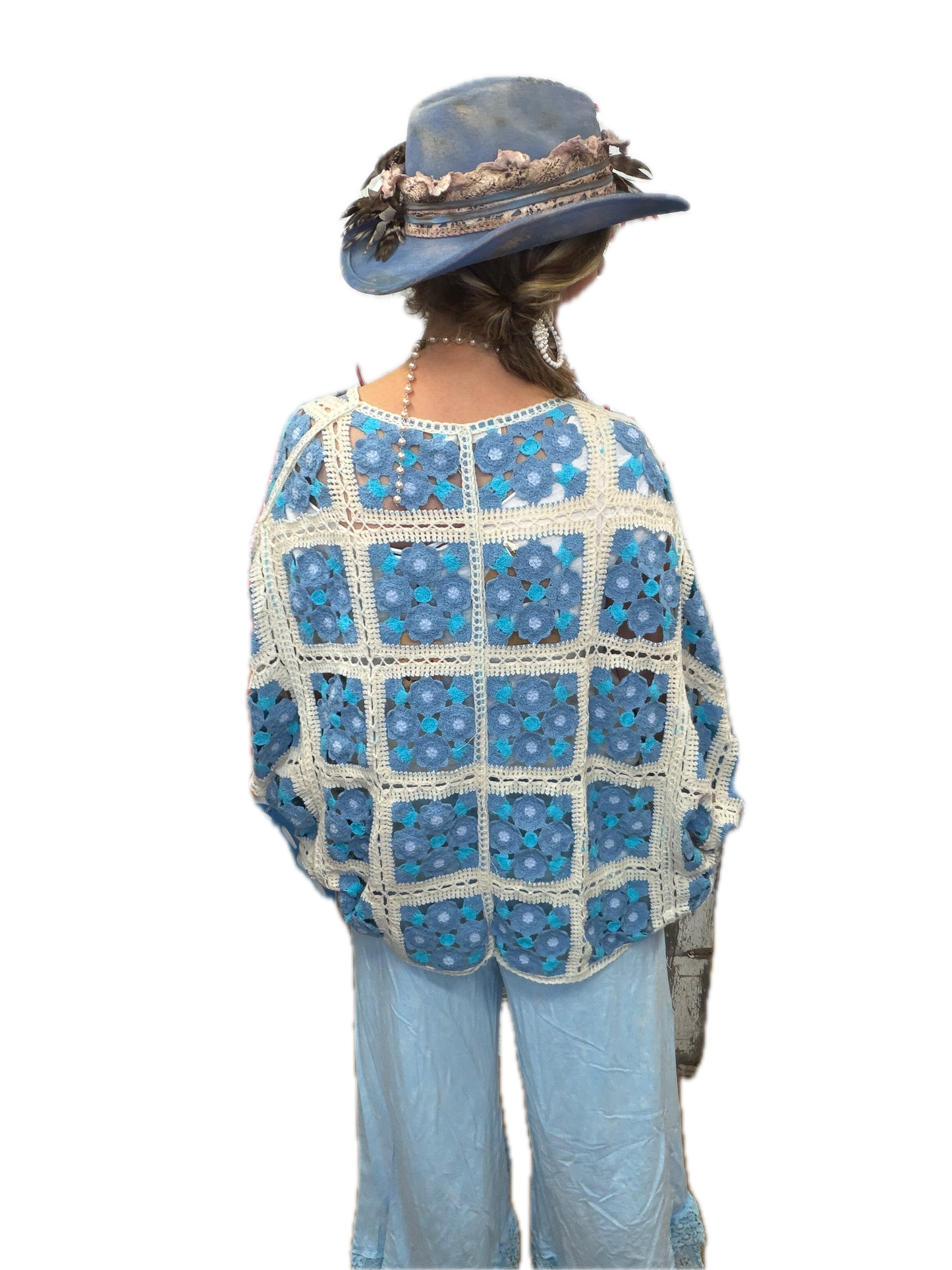 Mini Flora Crochet Square Cardigan (Blue)