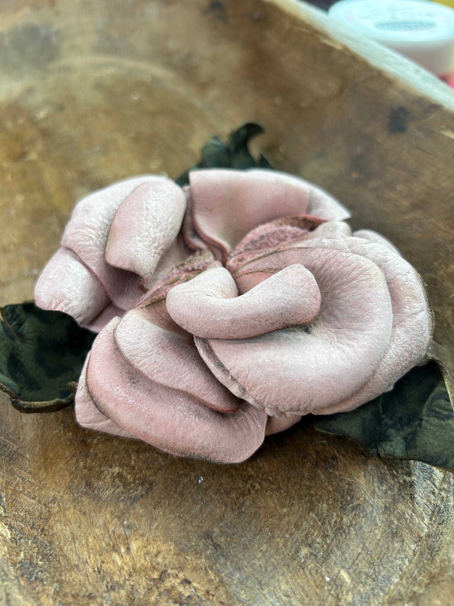 A Rare Bird- Leather Flower Clip/Pin (Pink Leopard)