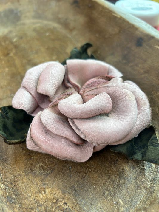 A Rare Bird- Leather Flower Clip/Pin (Pink Leopard)