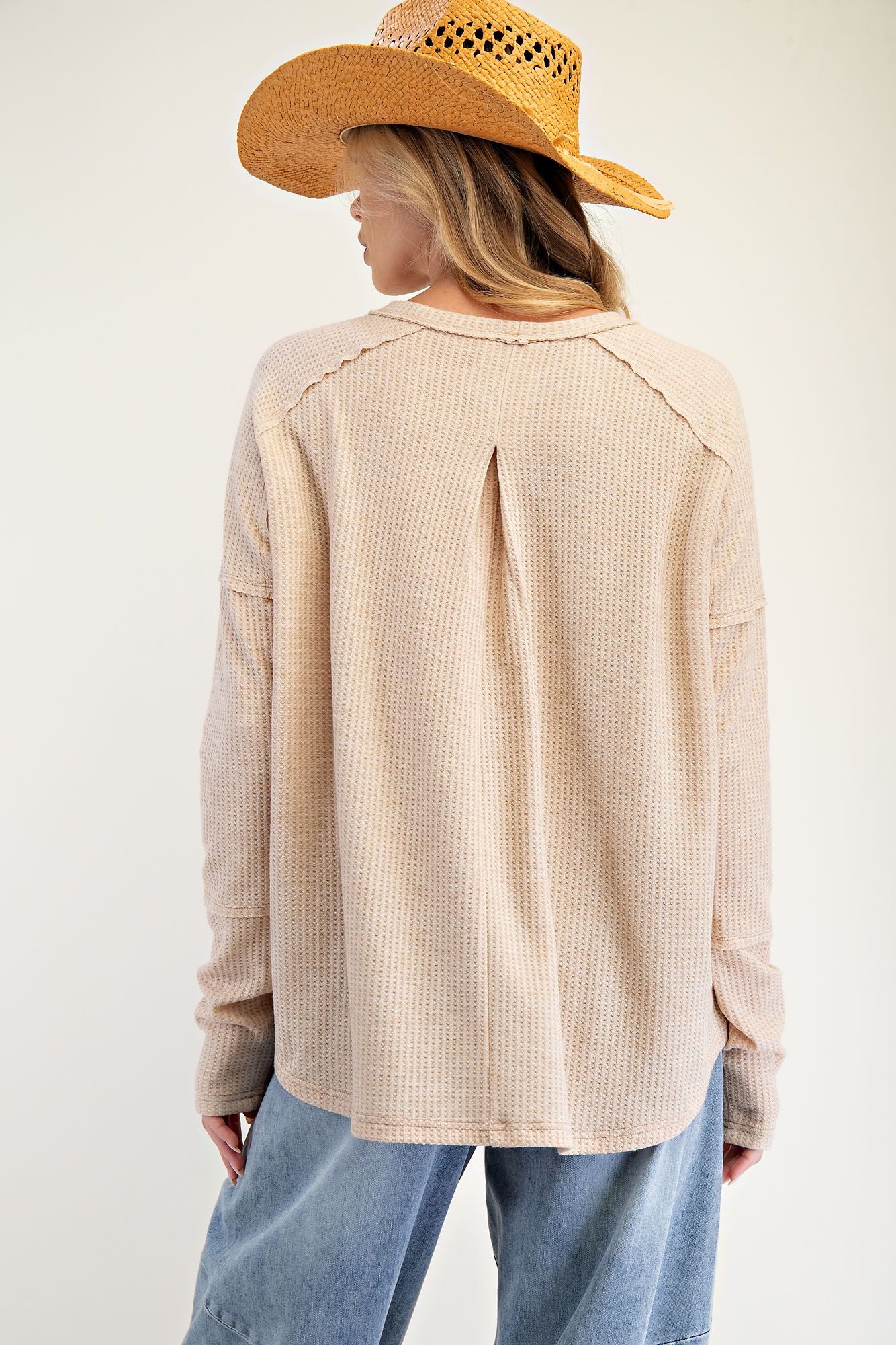 Easel- Thermal Knit Pullover (Khaki) *Final Sale*