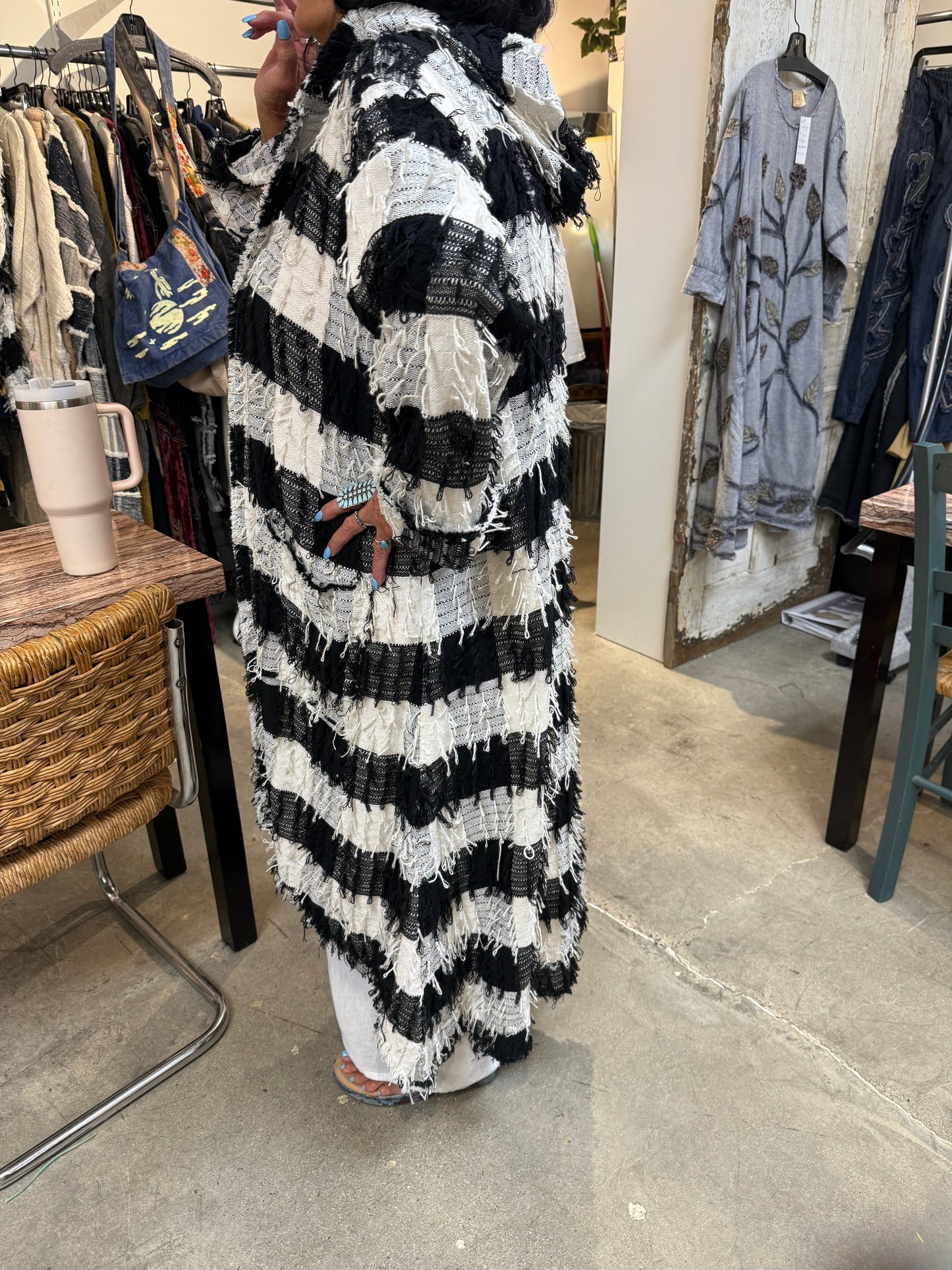 Paper Lace-Shaggy Black and White Jacket