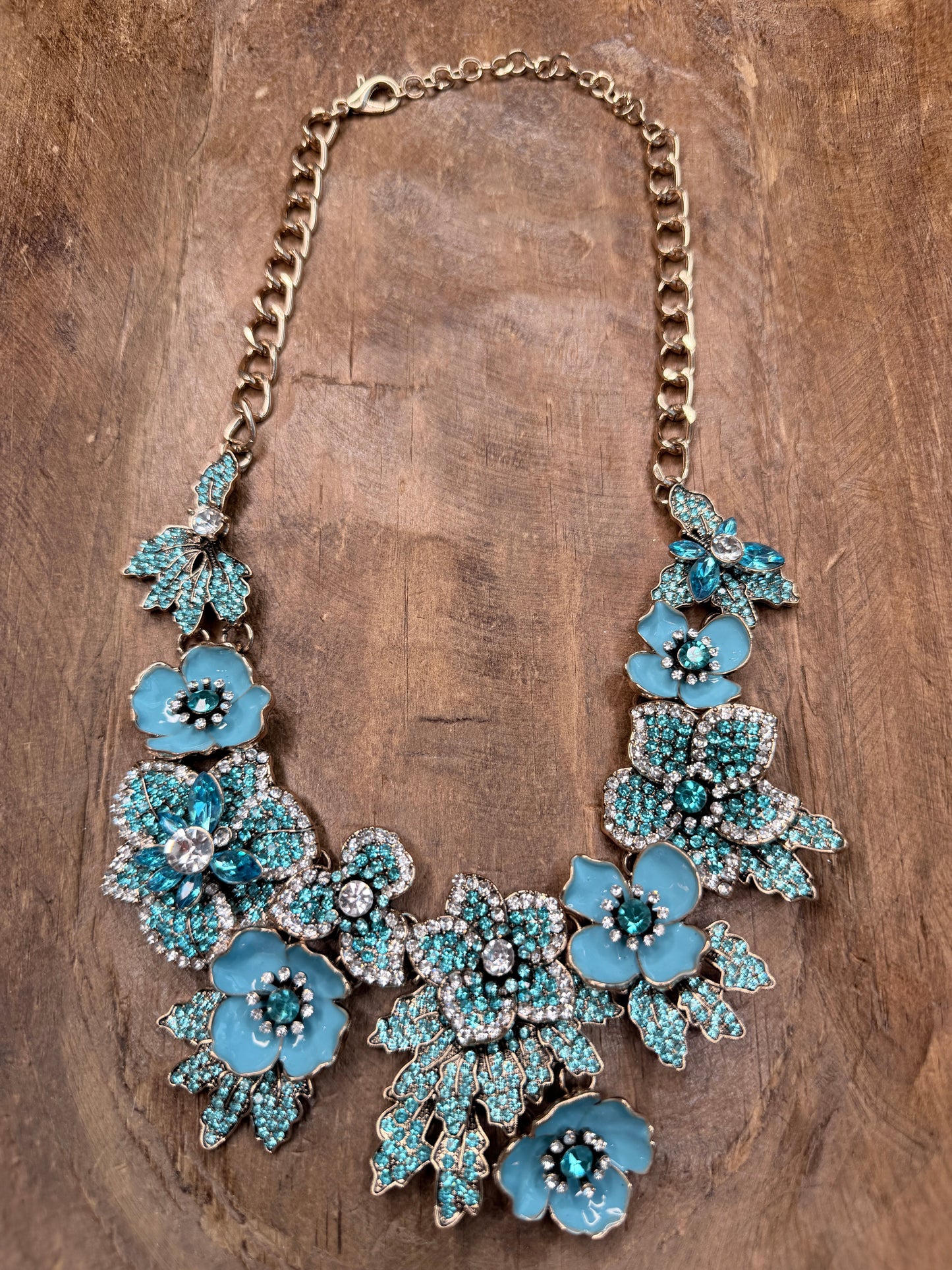 Charlotte Blue Floral  Necklace