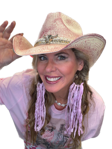 Homemade Woven Vintage Cowboy Hat (Pink)