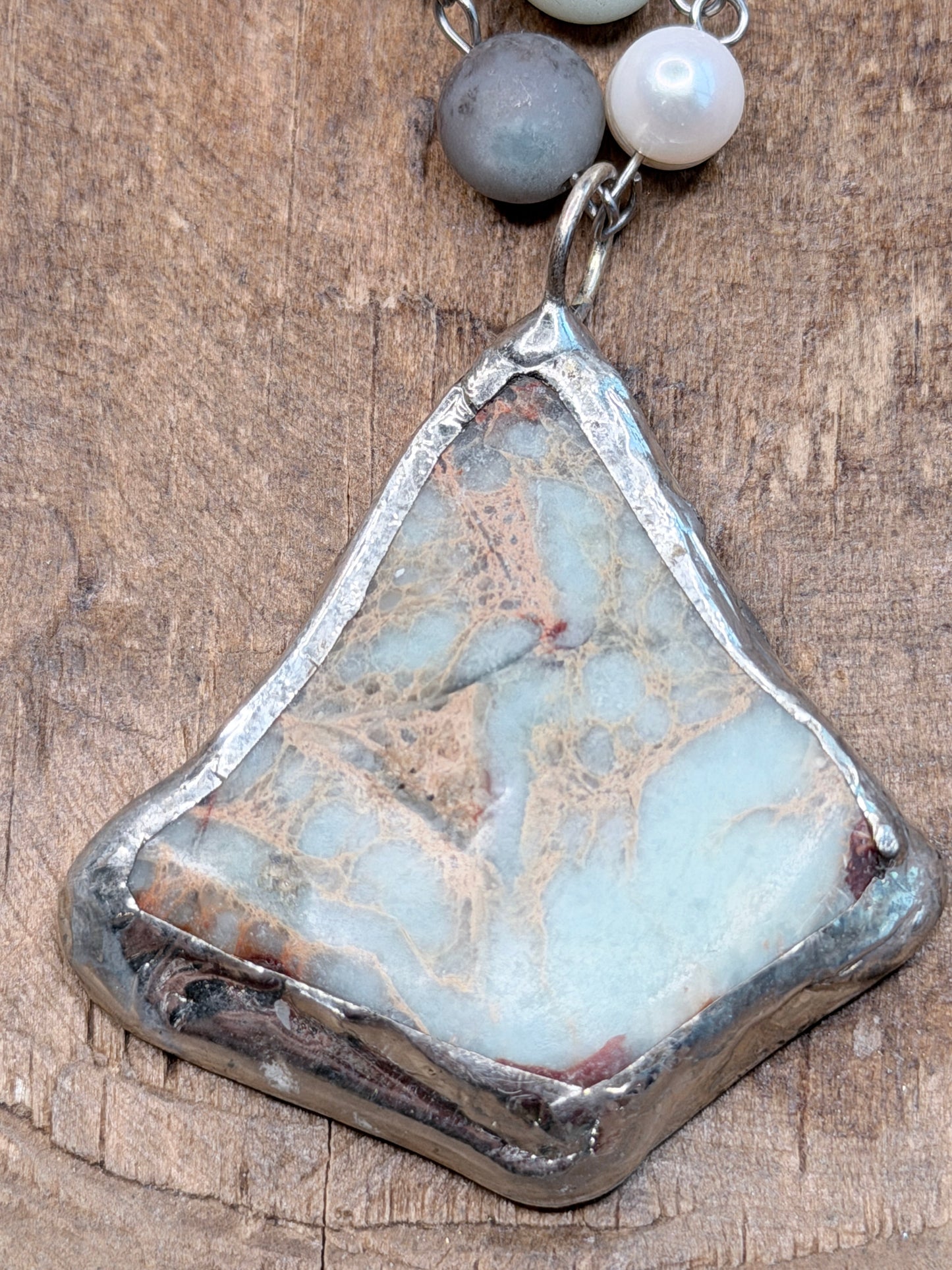 Soldered Aqua Terra Jasper Slab Necklace D