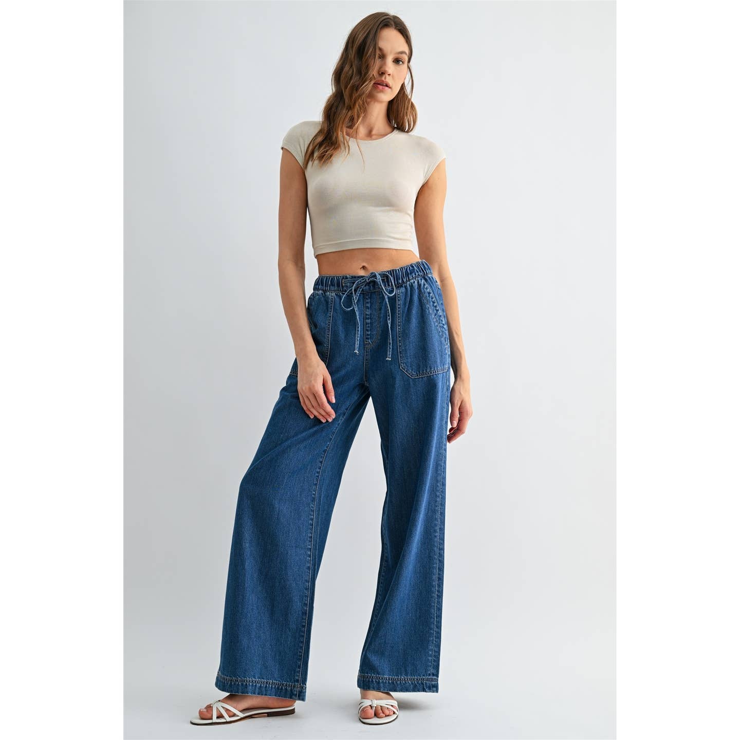 High Rise Wide Leg Joggers (Matisse Indigo)